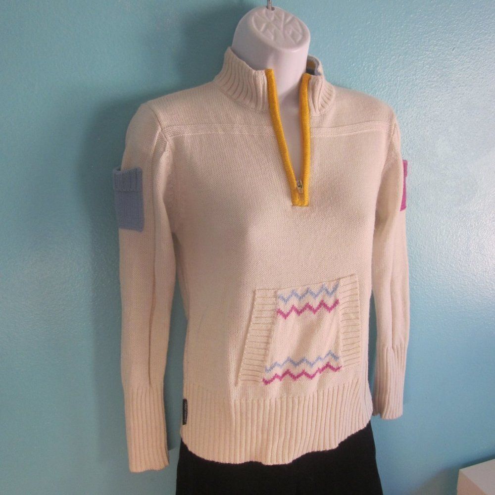 Obermeyer Vintage 1970's Sweater Juniors Size M Fits Womens XS 3/4 Sleeve Fitted
